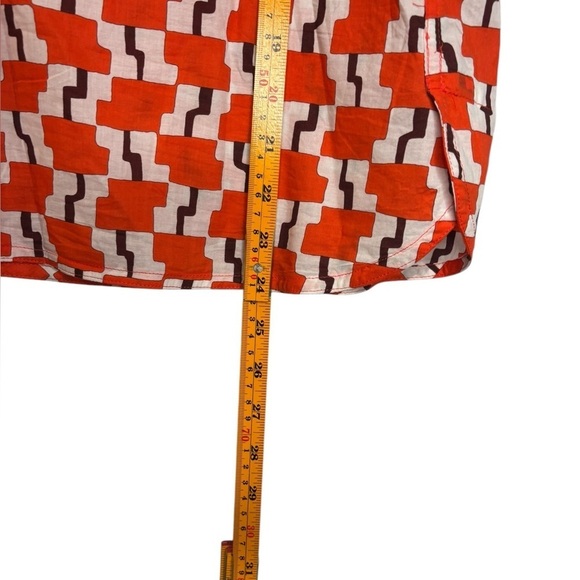 Emme Marella Abstract Artsy Orange Sleeveless Button Collar Top Size 44- US 8 - Picture 10 of 11